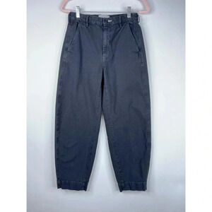 Everlane Arc Canvas Pant Black High Rise Curved Leg Cotton Size 2